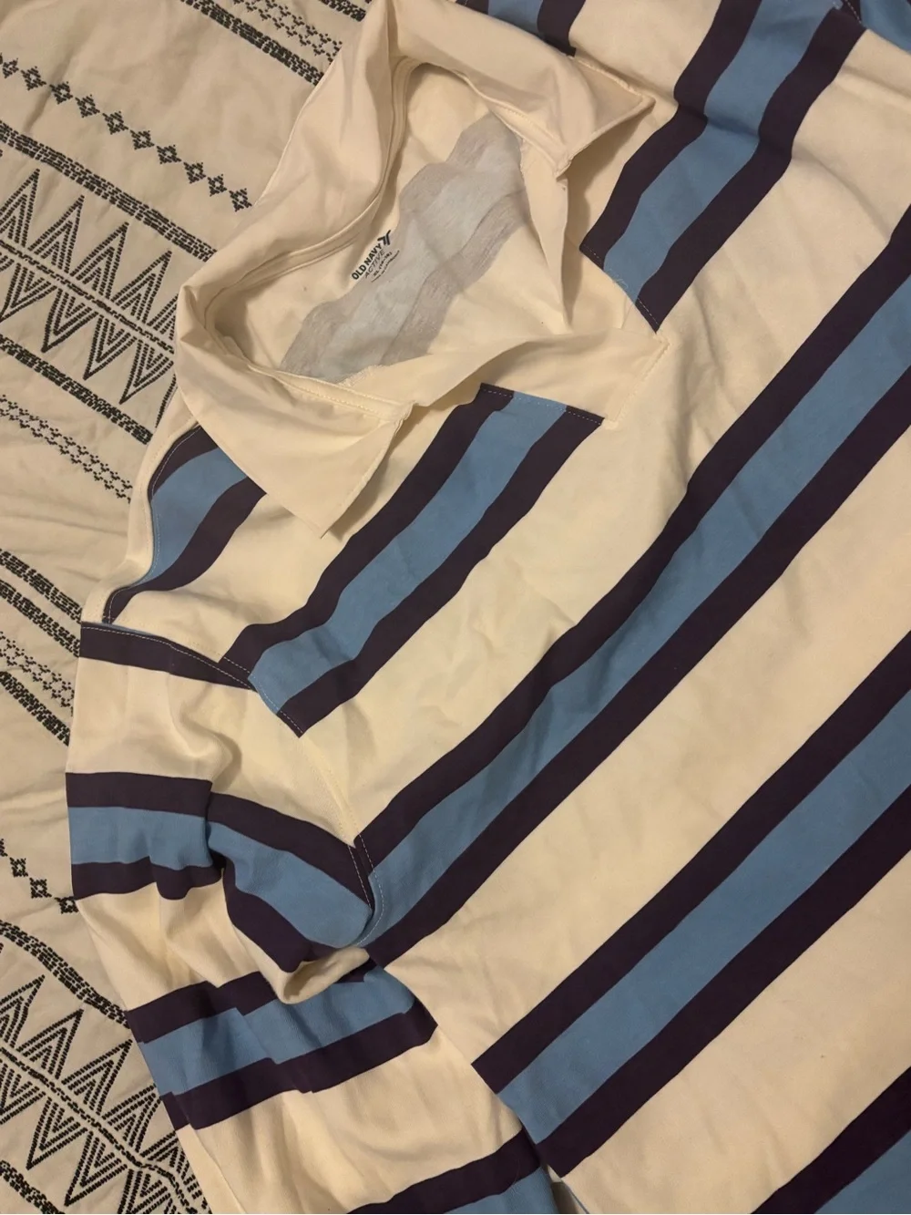 Old Navy Girls Cream, Light Blue & Navy Striped Long Sleeve Tee size XL NWT